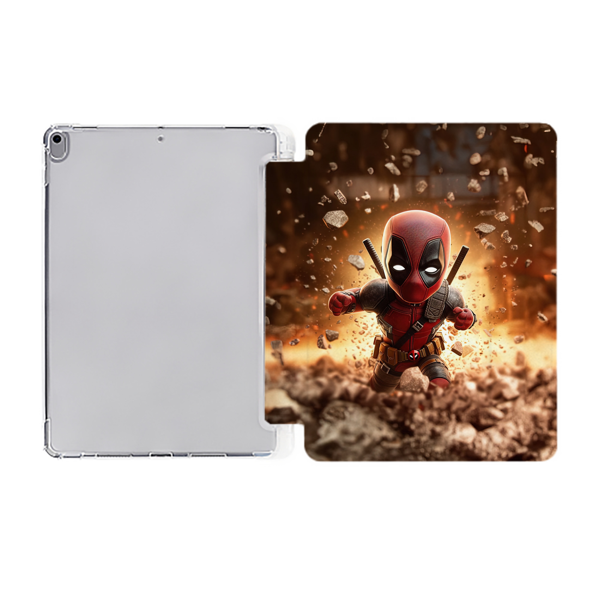 （画像用） Deadpool デッドプール IPad ケース ペン収納付き 三つ折りスタンド PUレザー×シリコン 対応機種9.5/10.5/10.9インチ